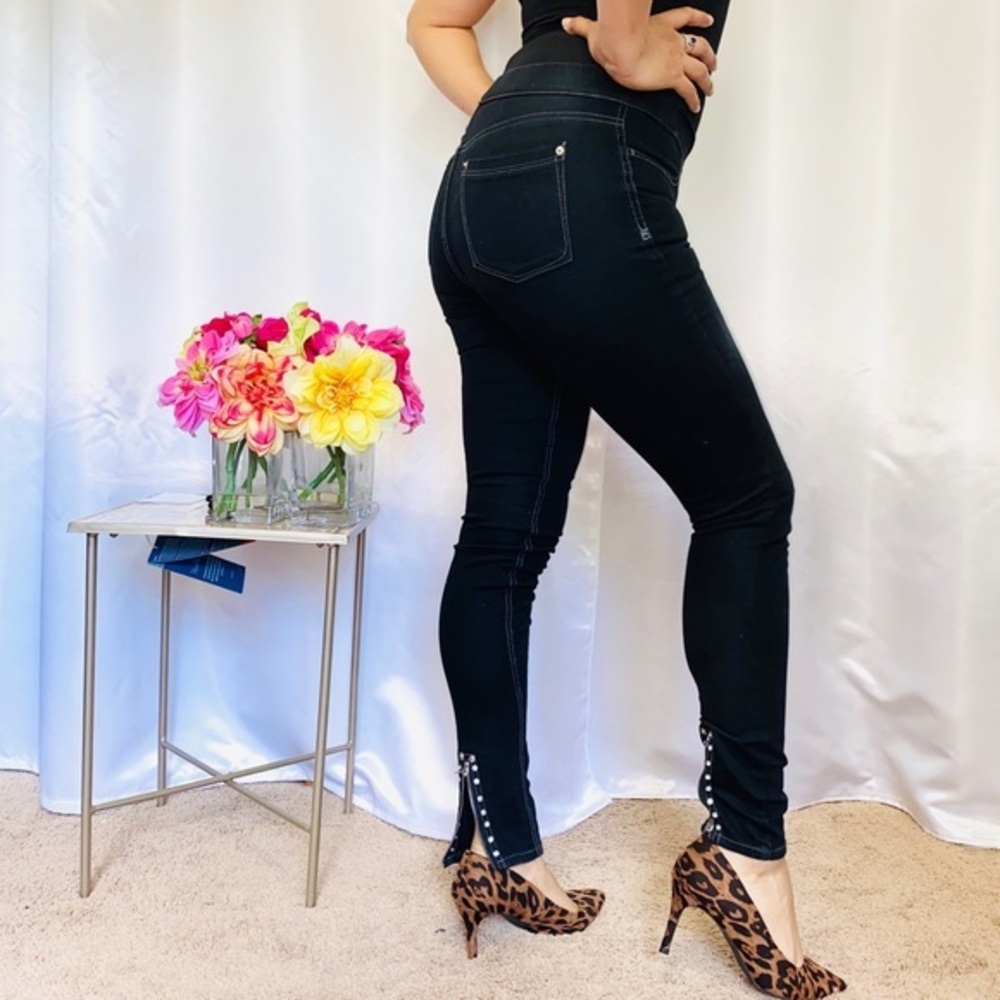 South Pole jeggings with rhinestone zippers